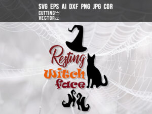 Resting Witch Face – SVG, DXF, PNG, JPG, Eps, Ai, Cdr