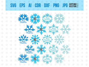 Snowflake Monogram  – SVG, DXF, PNG, JPG, Eps, Ai, Cdr